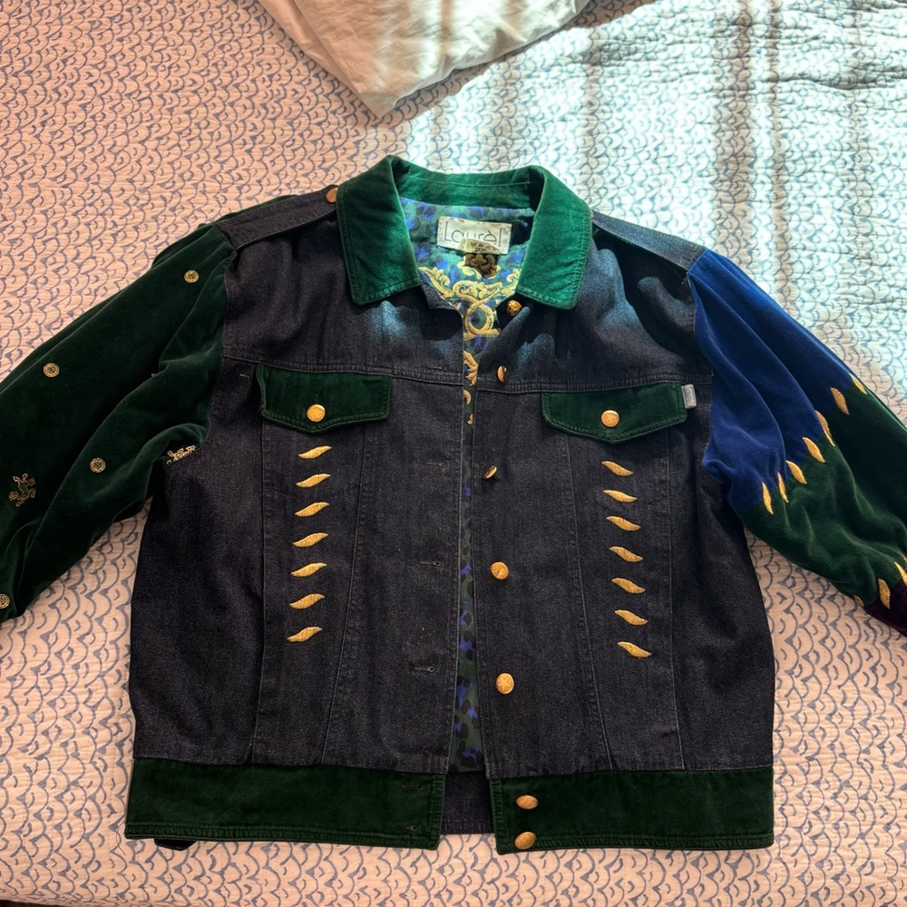 Laurel Escada Denim Jacket  green Embroidered